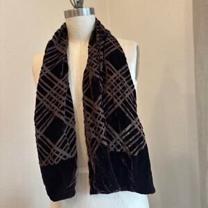 Elaine Gold for Collection XIIX Scarf Brown Burnout Velvet Silk Blend Scarf